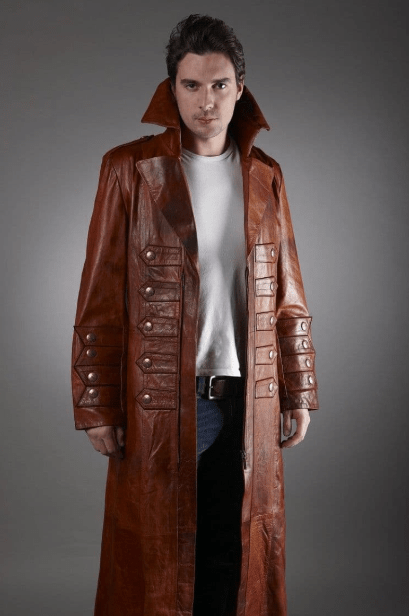 Men's Dark Brown Long Leather Coat - Classic & Refined