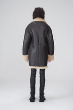 Women's Black B7 Shearling Leather Coat