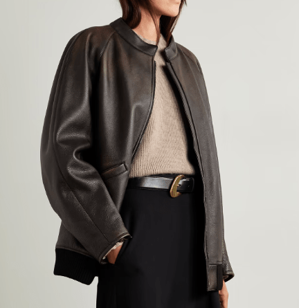 Women's Black Distressed Vintage Leather Jacket with Unique Finish