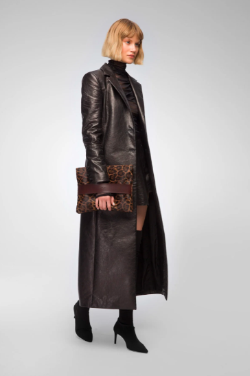 Women's Black Blazer Leather Coat
