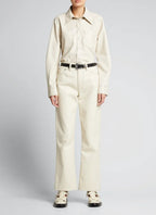 Women's Off White Full Sleeve Leather Shirt with Elegant Design