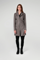 Women's Gray Leather Coat