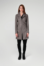 Women's Gray Leather Coat
