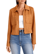 Women's Brown Suede Leather Harrington Jacket