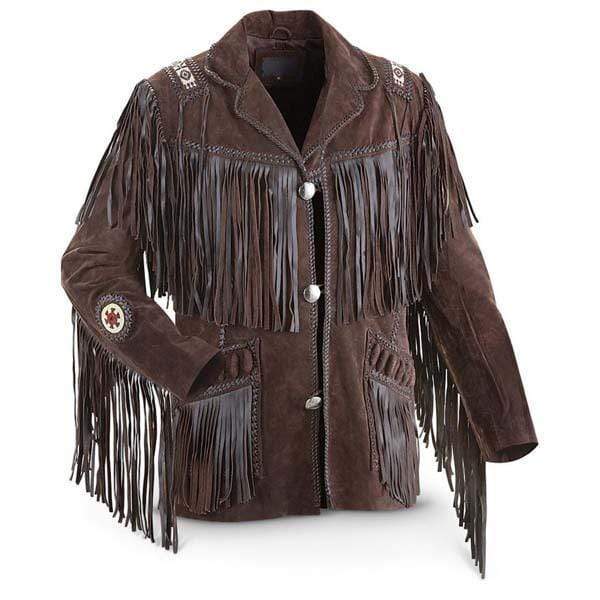 Men’s Bluish Brown Suede Western Cowboy Jacket - Fringe & Bones Design