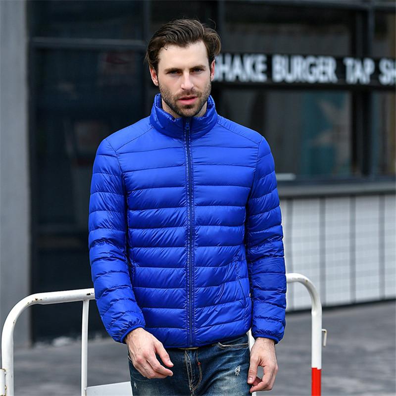 Men Red Maroon Rib Quilted Down Jacket