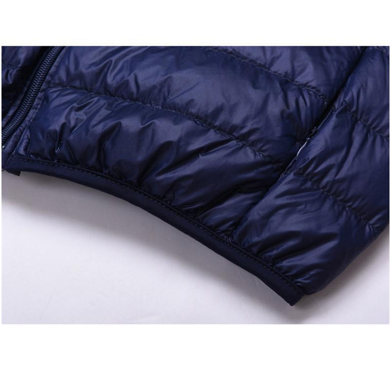 Men Red Maroon Rib Quilted Down Jacket