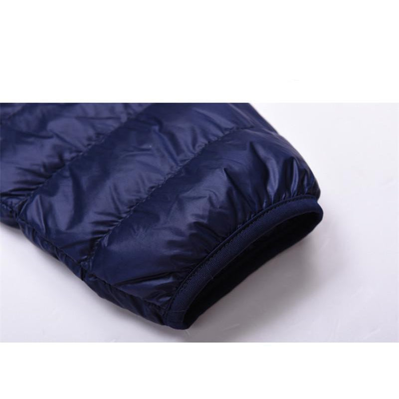 Men Red Maroon Rib Quilted Down Jacket