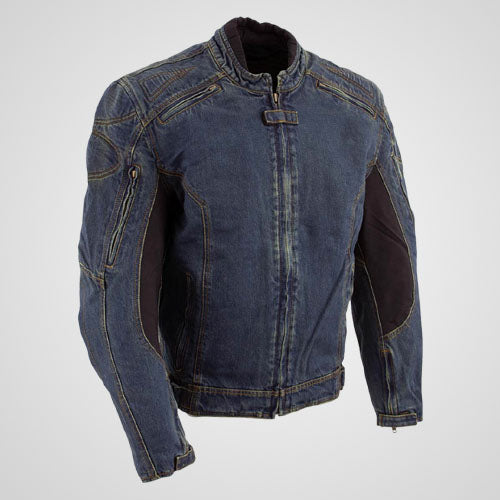 Men’s Protective Denim Motorcycle Jacket | Armored Riding Jacket with Ventilation