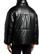 Men’s Hide Vegan-Genuine Leather Puffer Jacket - Stylish & Eco-Friendly