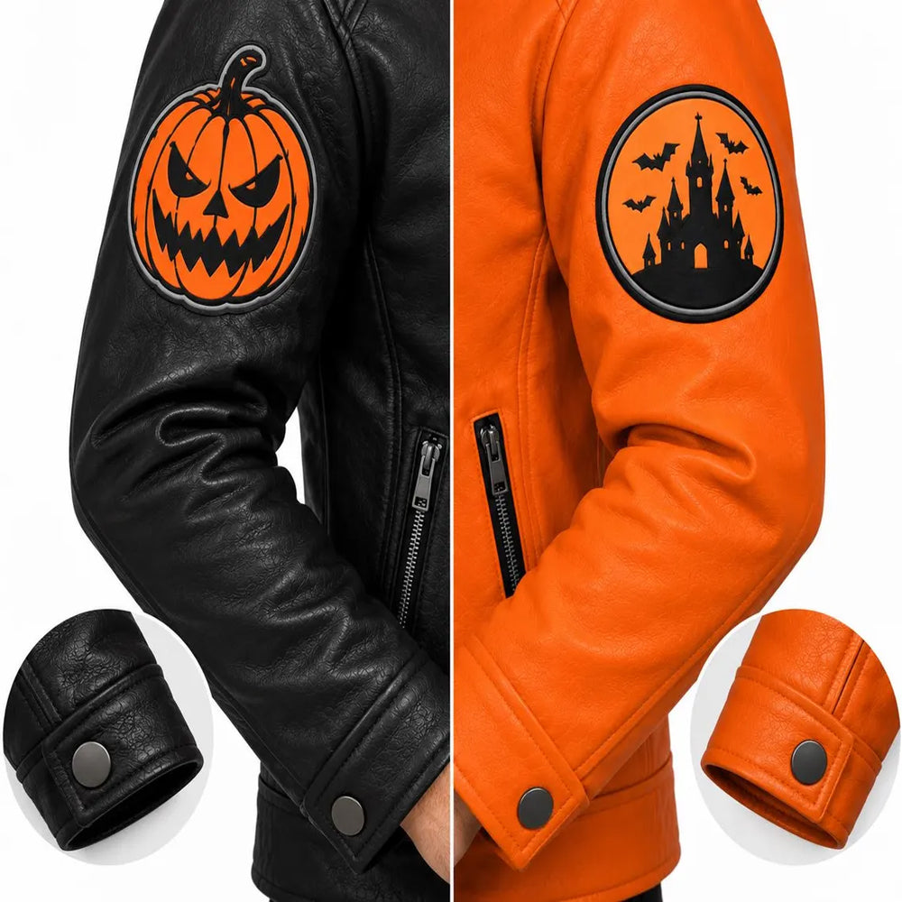 Split Harvest Men’s Pumpkin Cafe Racer Leather Jacket