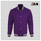 Purple Cotton Fleece Varsity Jacket