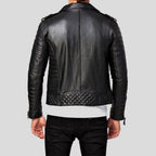 Ezra Black Quilted Lambskin Leather Jacket
