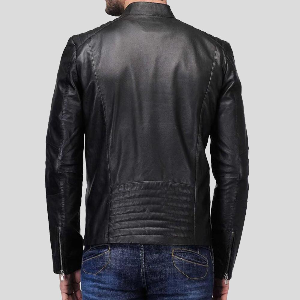 Nyle Black Quilted Lambskin Leather Jacket