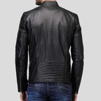 Nyle Black Quilted Lambskin Leather Jacket