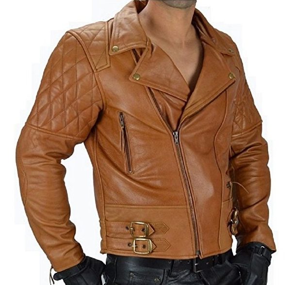 Biker Jacket Men’s Motorcycle Quilted Leather Jacket