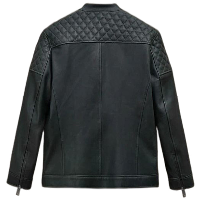 Quilted Panel Leather Jacket