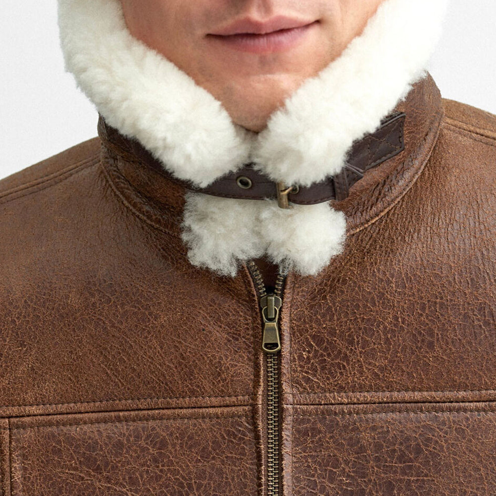 Men's RAF B3 Shearling Aviator Jacket – Weathered Antique Brown