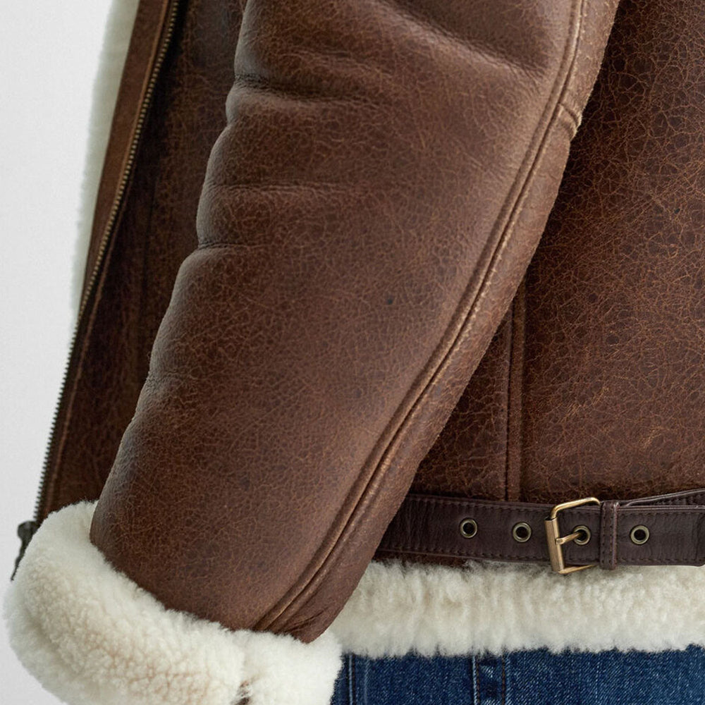 Men's RAF B3 Shearling Aviator Jacket – Weathered Antique Brown