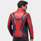 Men and Women Red and Blue Vegan Leather Spider Cosplay Jacket with Textured Design