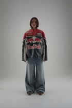 Red Bull Vintage F1 Racing Jacket – Red/Black Leather Edition