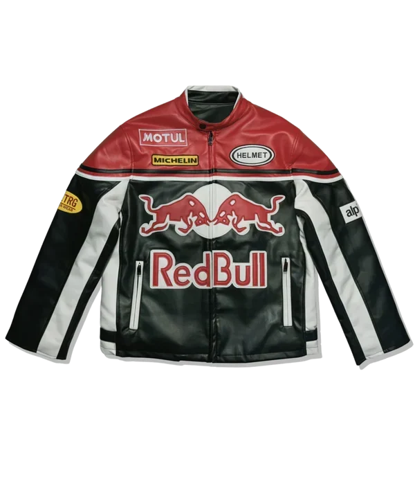 Red Bull Vintage F1 Racing Jacket – Red/Black Leather Edition