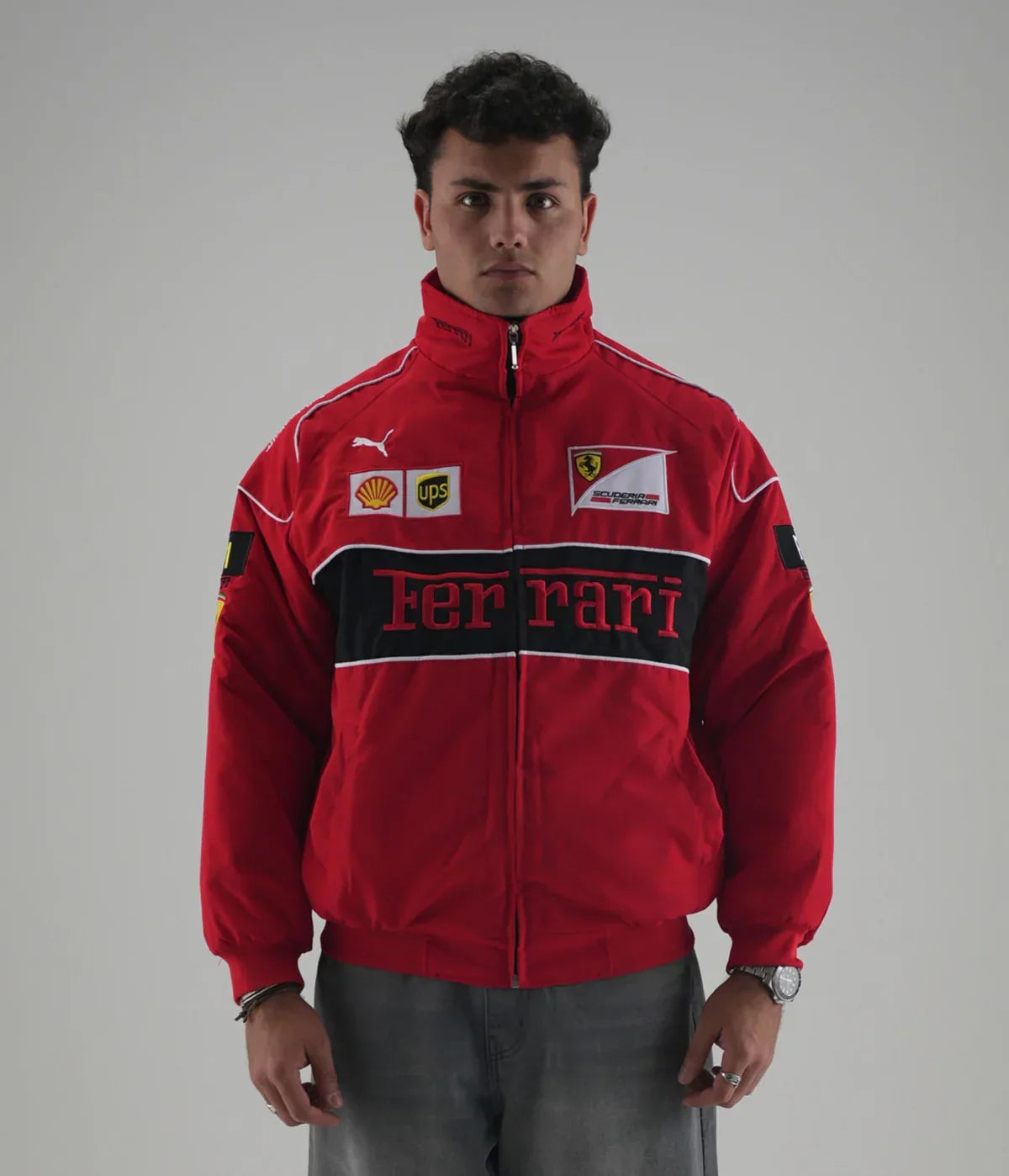 Red Ferrari Embroidered Jacket – F1 Sponsor Edition