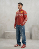 Red Ferrari F1 Leather Jacket – Vintage Unisex Racing Outerwear