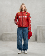 Red Ferrari F1 Leather Jacket – Vintage Unisex Racing Outerwear