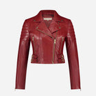 Red Leather Jacket Women in Biker Style