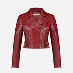 Red Leather Jacket Women in Biker Style