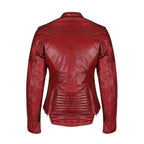 Women's Red B3 Sheepskin Leather Biker Jacket