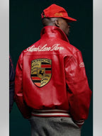 Red Porsche 993 Leather Racing Jacket - Premium Faux Leather (Unisex)