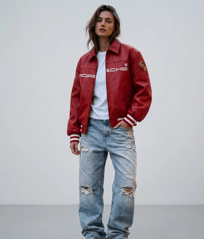 Red Porsche Leather Jacket | Racing Jacket – XOVRA