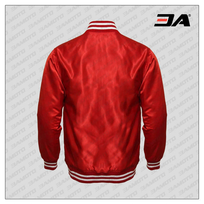 Red Satin Baseball Jacket