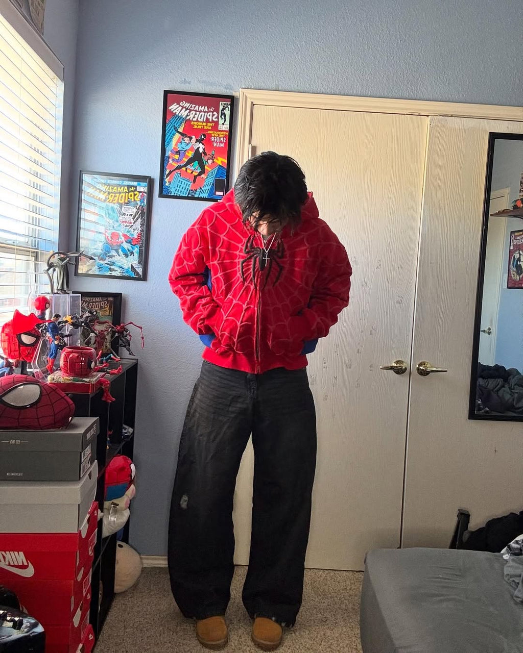 Red Spider Web Zip-Up Jacket for Men | XOVRA