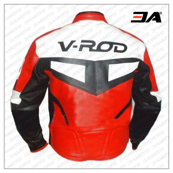 Red V-rod Harley Davidson Leather Motorcycle Jacket