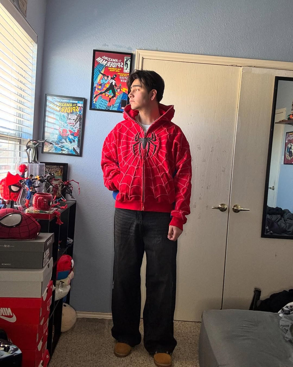 Red Spider Web Zip-Up Jacket for Men | XOVRA