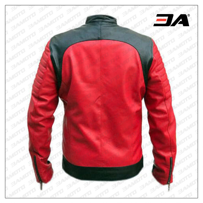 Red And Black Leather Motorcycle Jacket