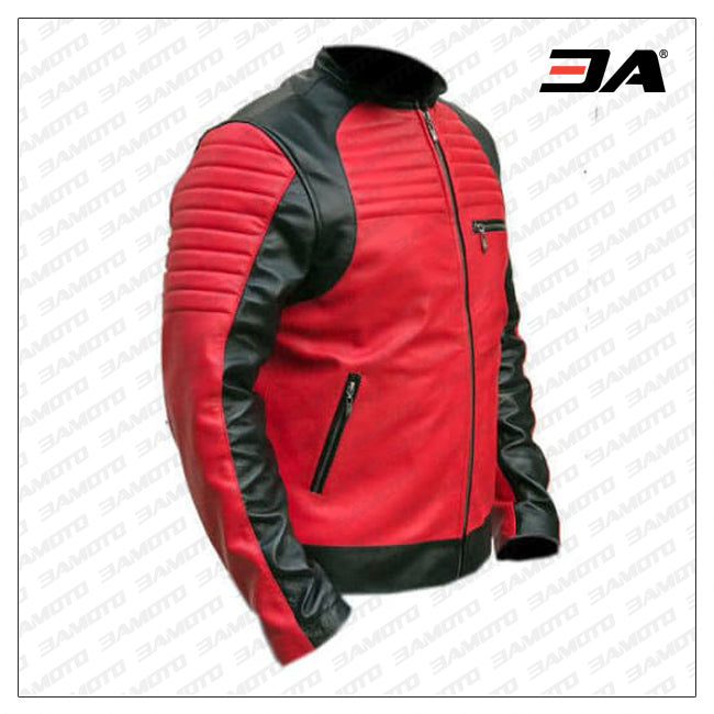 Red And Black Leather Motorcycle Jacket