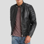Rene Black Quilted Lambskin Leather Jacket