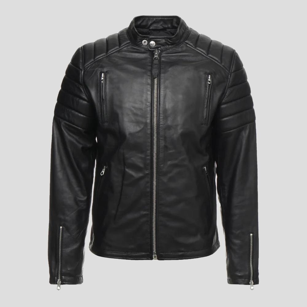 Rene Black Quilted Lambskin Leather Jacket