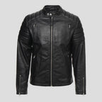 Rene Black Quilted Lambskin Leather Jacket