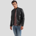 Rene Black Quilted Lambskin Leather Jacket