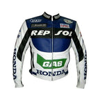 Repsol Edition Blue & White Men’s Honda Motorbike Racing Jacket
