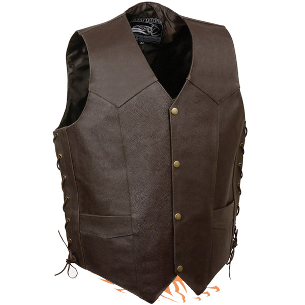 Men’s Ride To Live Embroidered Side Laces Retro Brown Vest