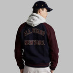 Mens Navy Burgundy Letterman Varsity Jacket