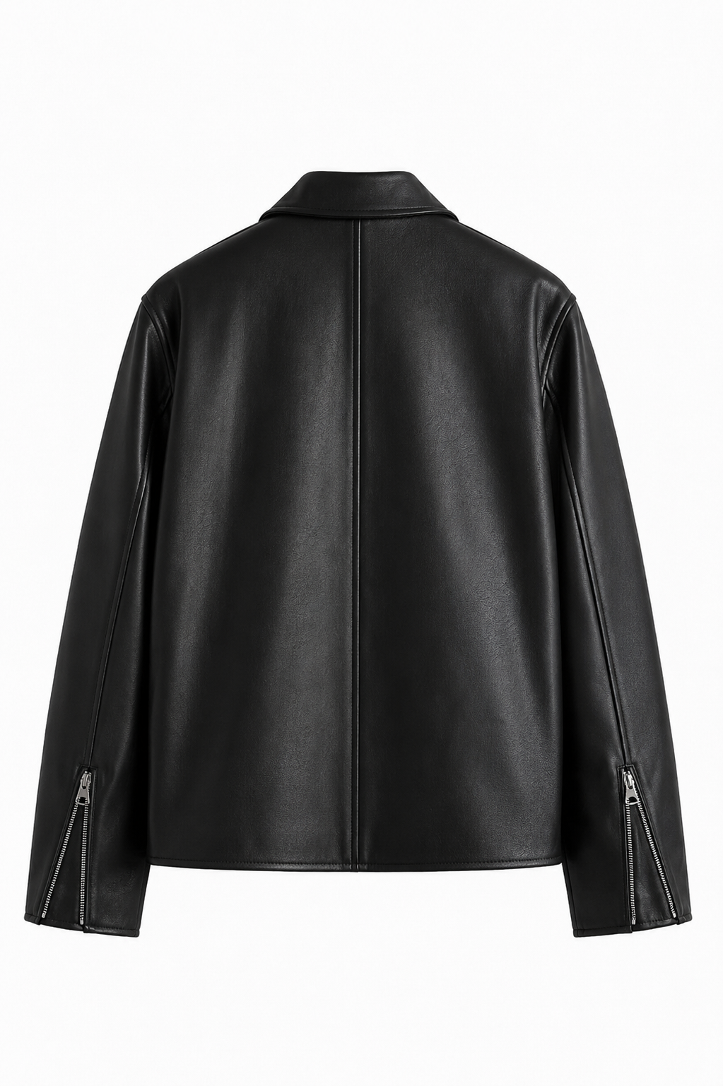 Black Boxy Fit Faux Leather Jacket | Streetwear