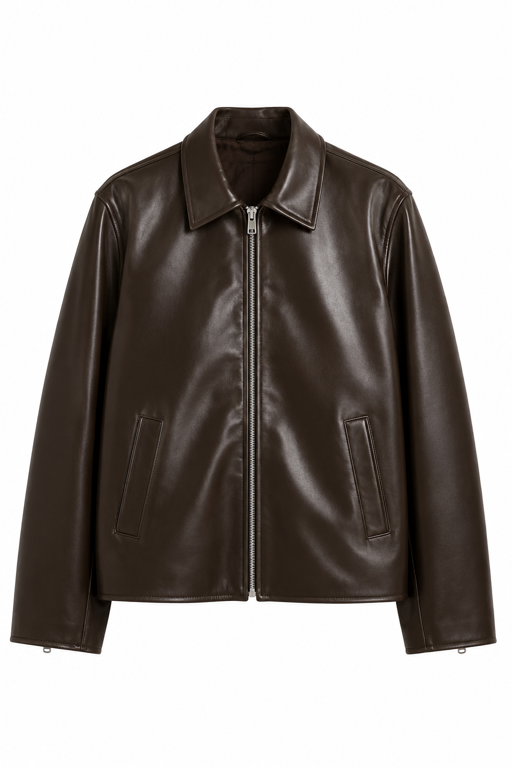 Premium Brown Boxy Fit Faux Leather Jacket