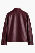 Maroon Faux Leather Bomber Jacket – Premium Unisex Streetwear